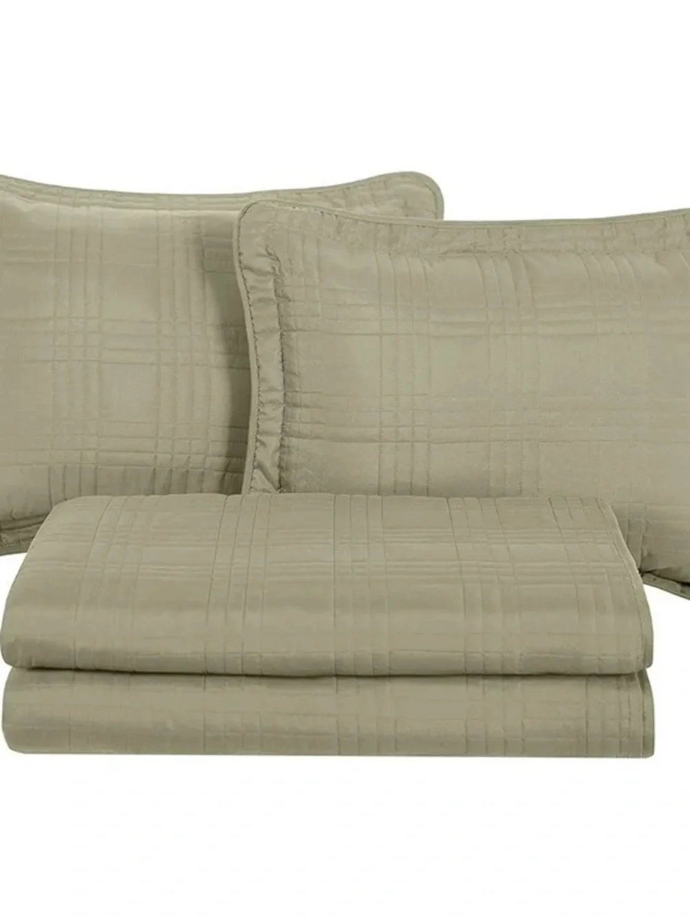 Reversible khaki oversized king 3 piece Quilt Set